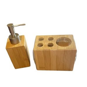 New 2-Piece Bamboo Bathroom Accessories Set Bathroom Decor